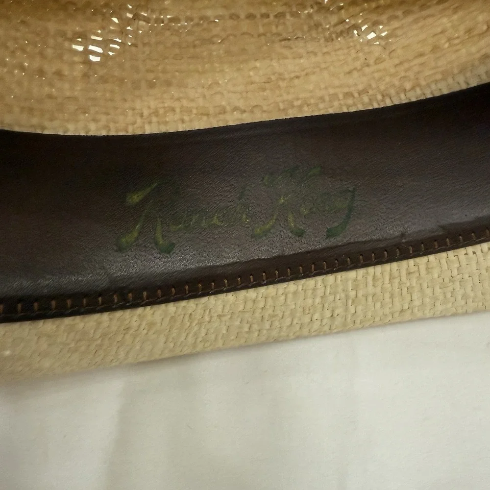 Rodeo Straw Cowboy Hat Brown Band‎ & Feather Size 7 1/4 Western Wear Ranch King